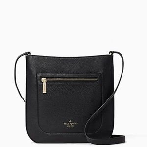 Kate Spade NWT New York Leila Leather Top Zip Crossbody in Black Pebble Leather